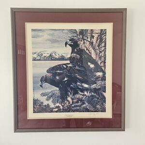 Majestic Eagle Art Print with Burgundy Frame